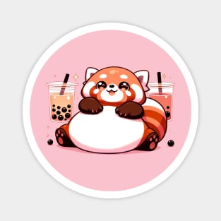 Red Panda Boba Magnet